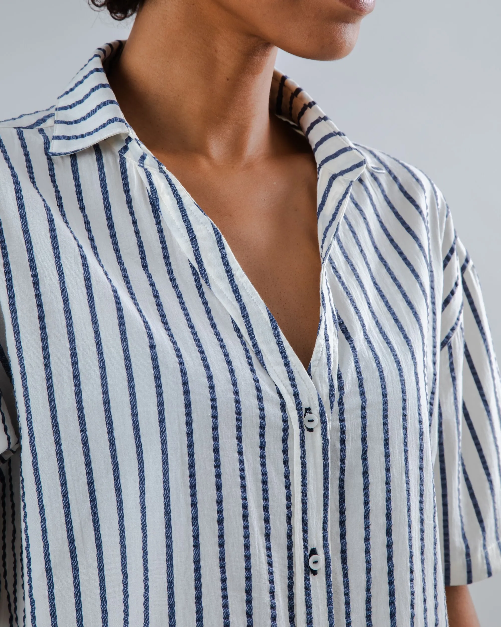 Sailor Cropped Blouse Blue Layered Comfort Comfort and Fit