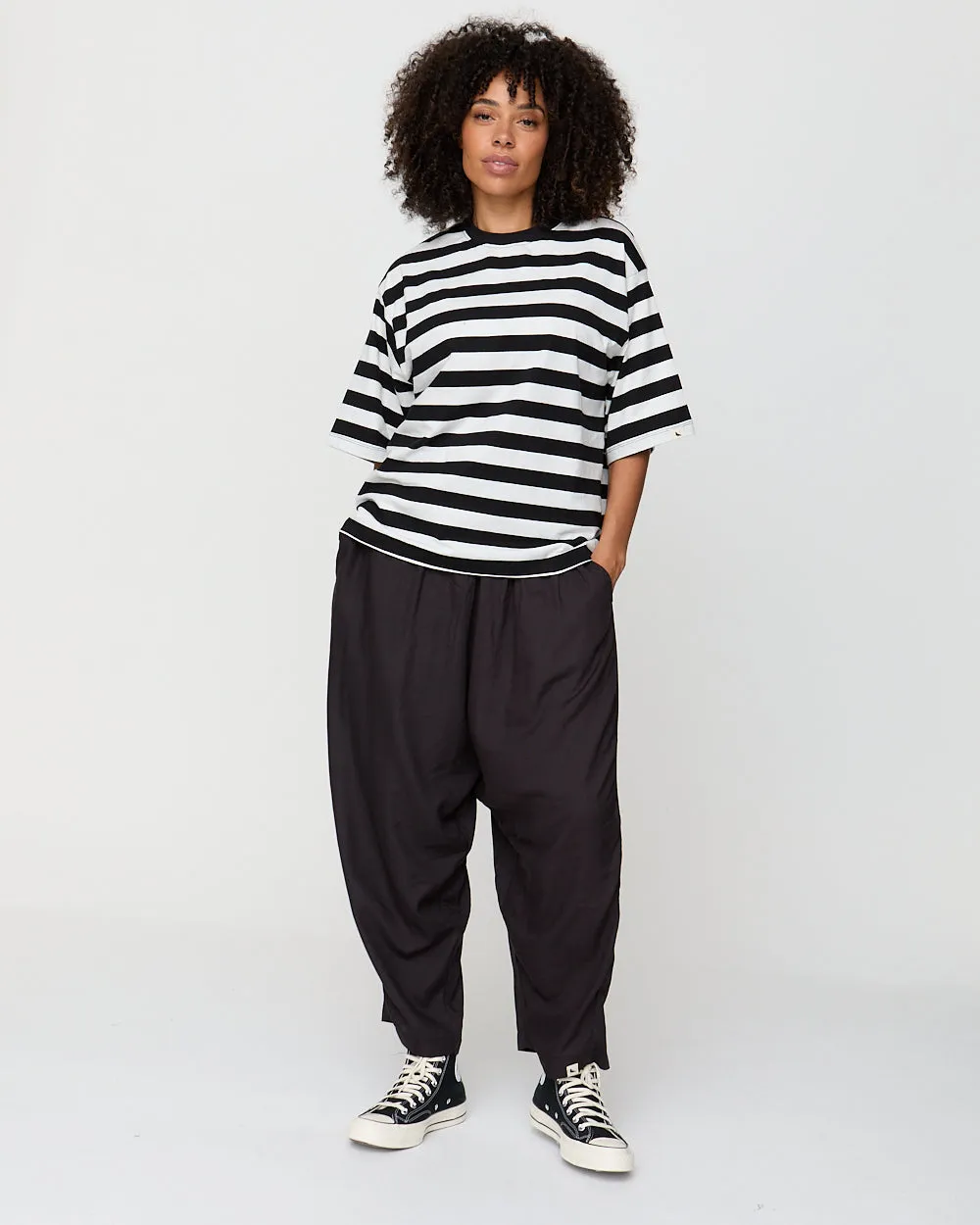 Non-Binding Fit Betty Black Drape Trousers