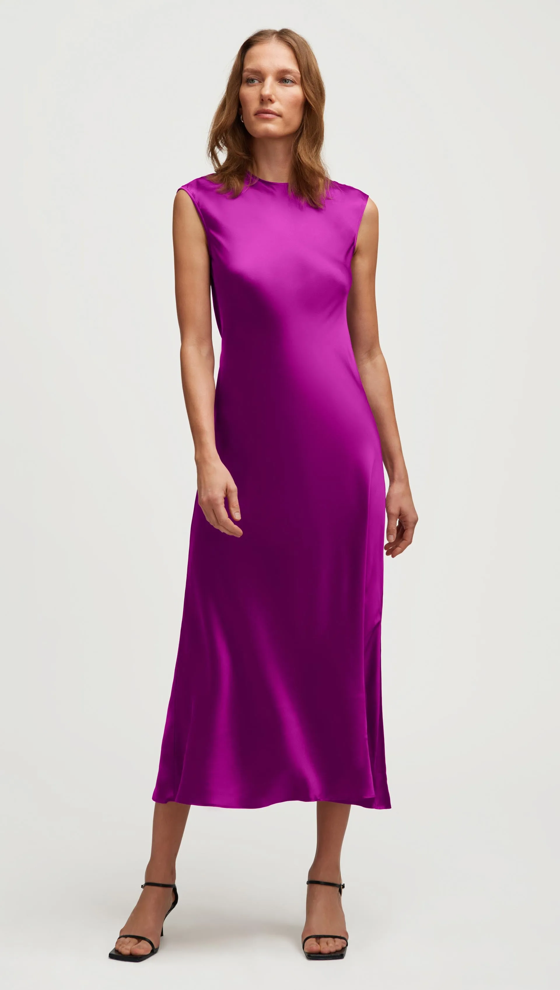 Bias Dress in Silk Charmeuse | Orchid Clean Flow Zip Closure