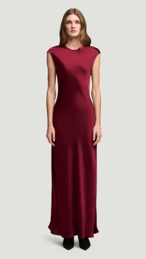 Bias Dress in Viscose Satin | Burgundy Versatile Cut Flowy casual dress
