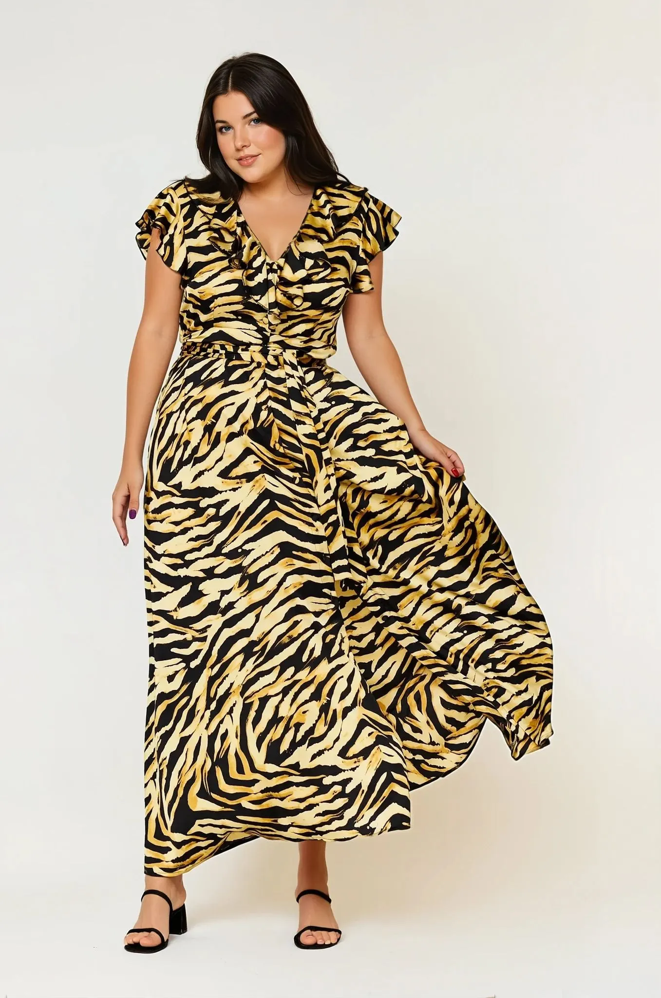 Neutral Tones Neutral Base Birkin Tiger Maxi Dress