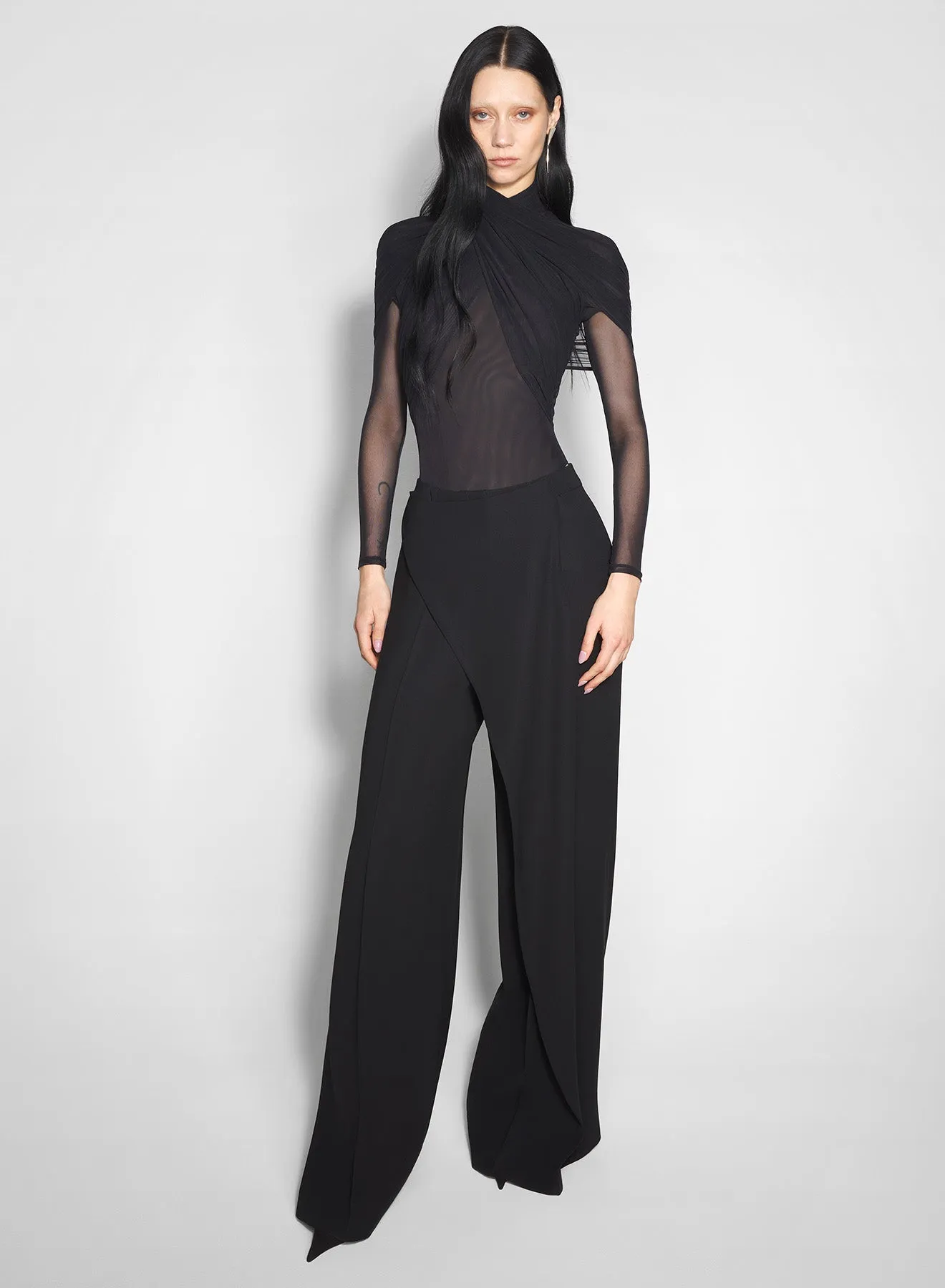 black asymmetric wide pants Seam-Free