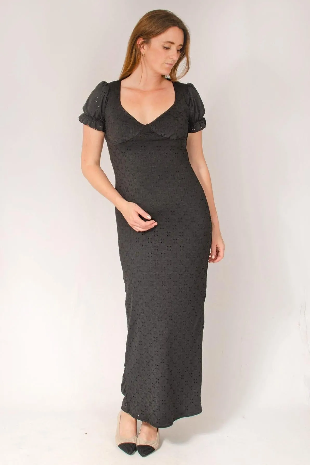 Black Broderie Maxi Dress Casual Feel Relaxed Comfort Look