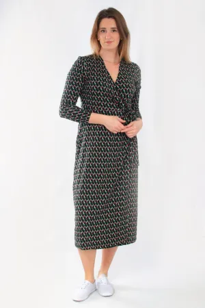 Modern Fit Warm Base Black Mix Jersey Wrap Dress