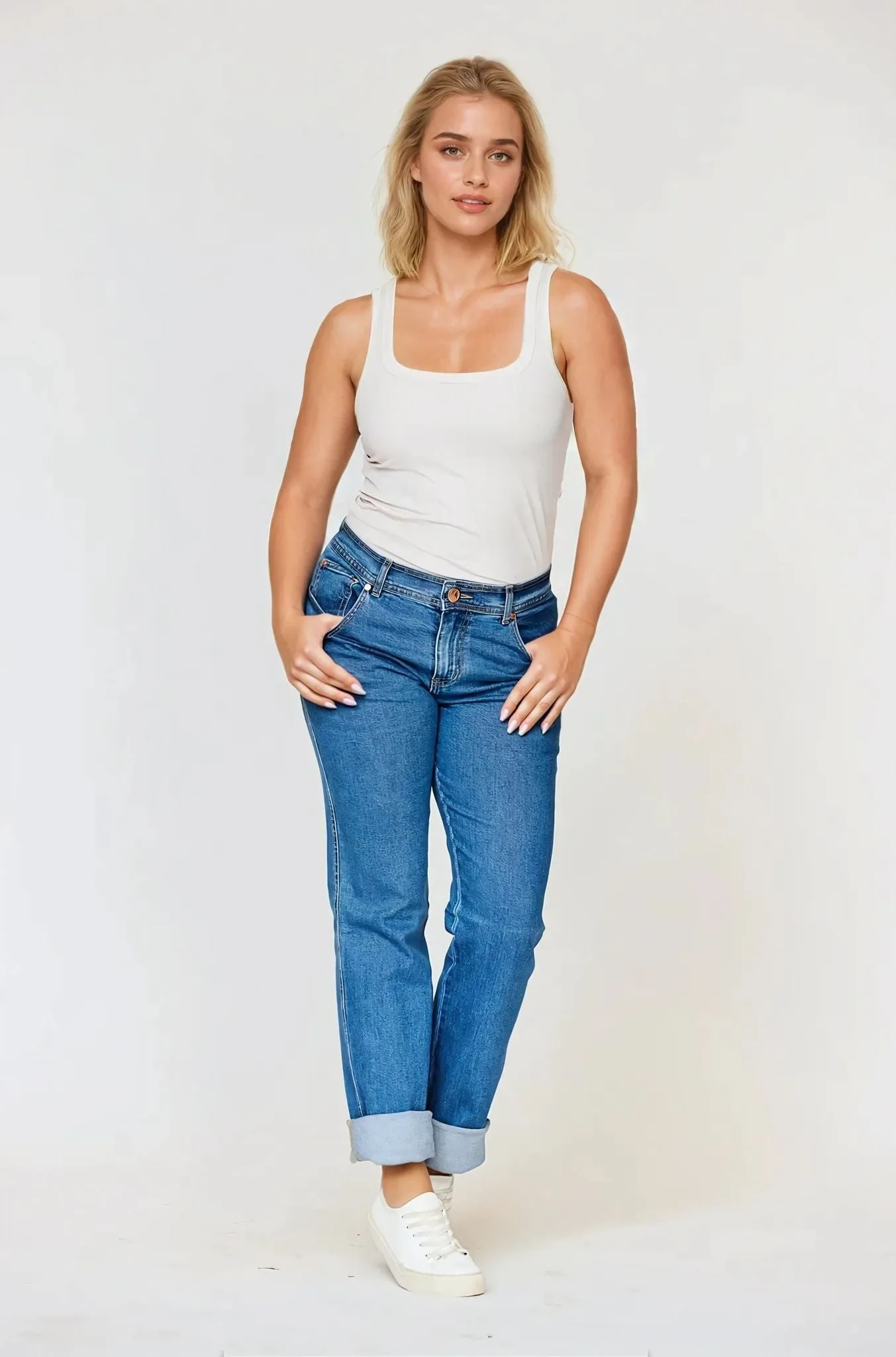 Sustainable Road Trip Belt Loop Reinforcement Blue Baby Boyfriend Jean