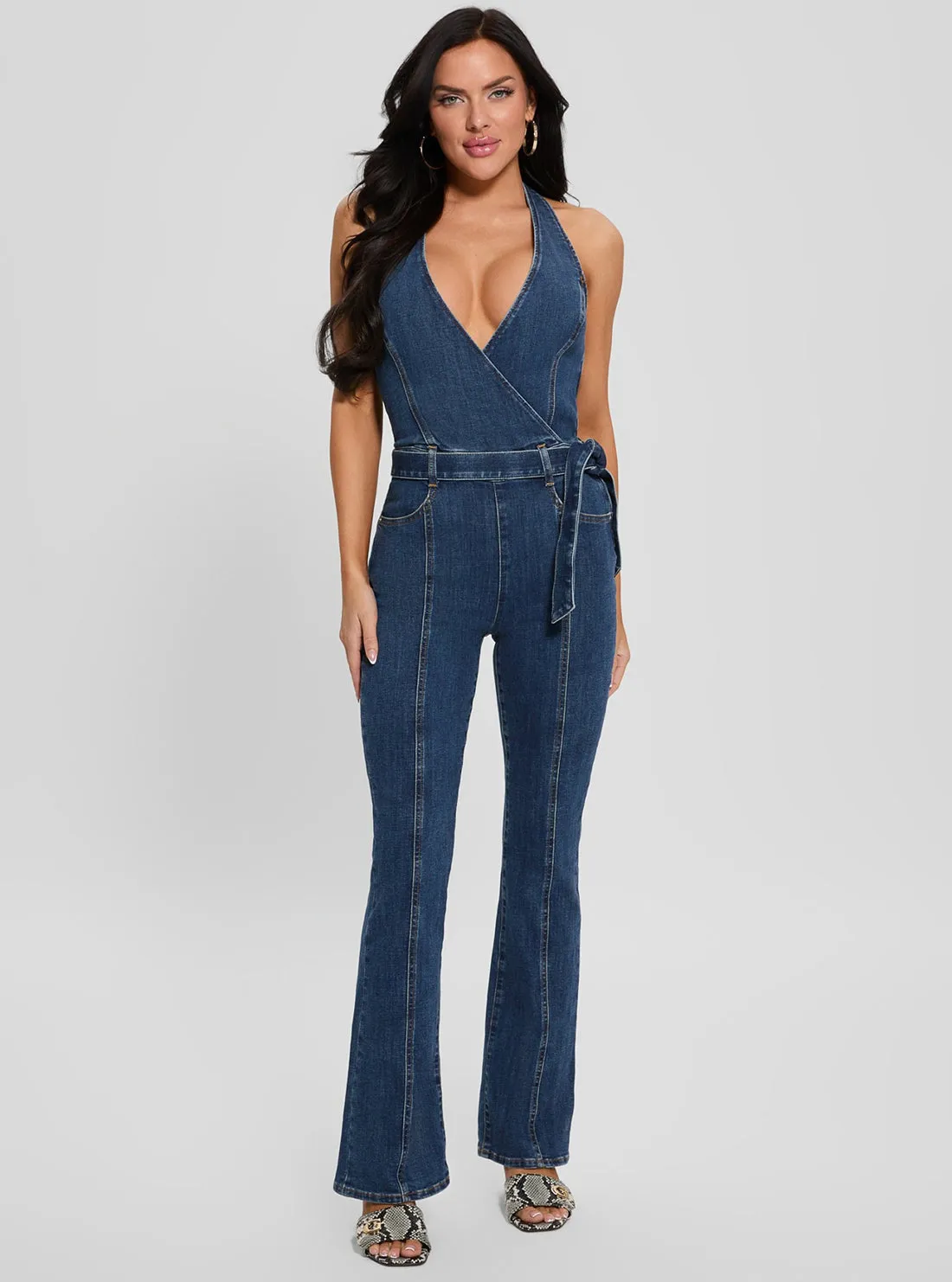 Blue Denim Claire Halter Jumpsuit Bold Core