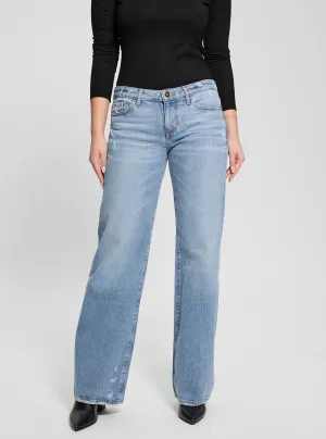 Blue Low Rise Slouchy Denim Jeans in Mid Wash Weekend Vibes