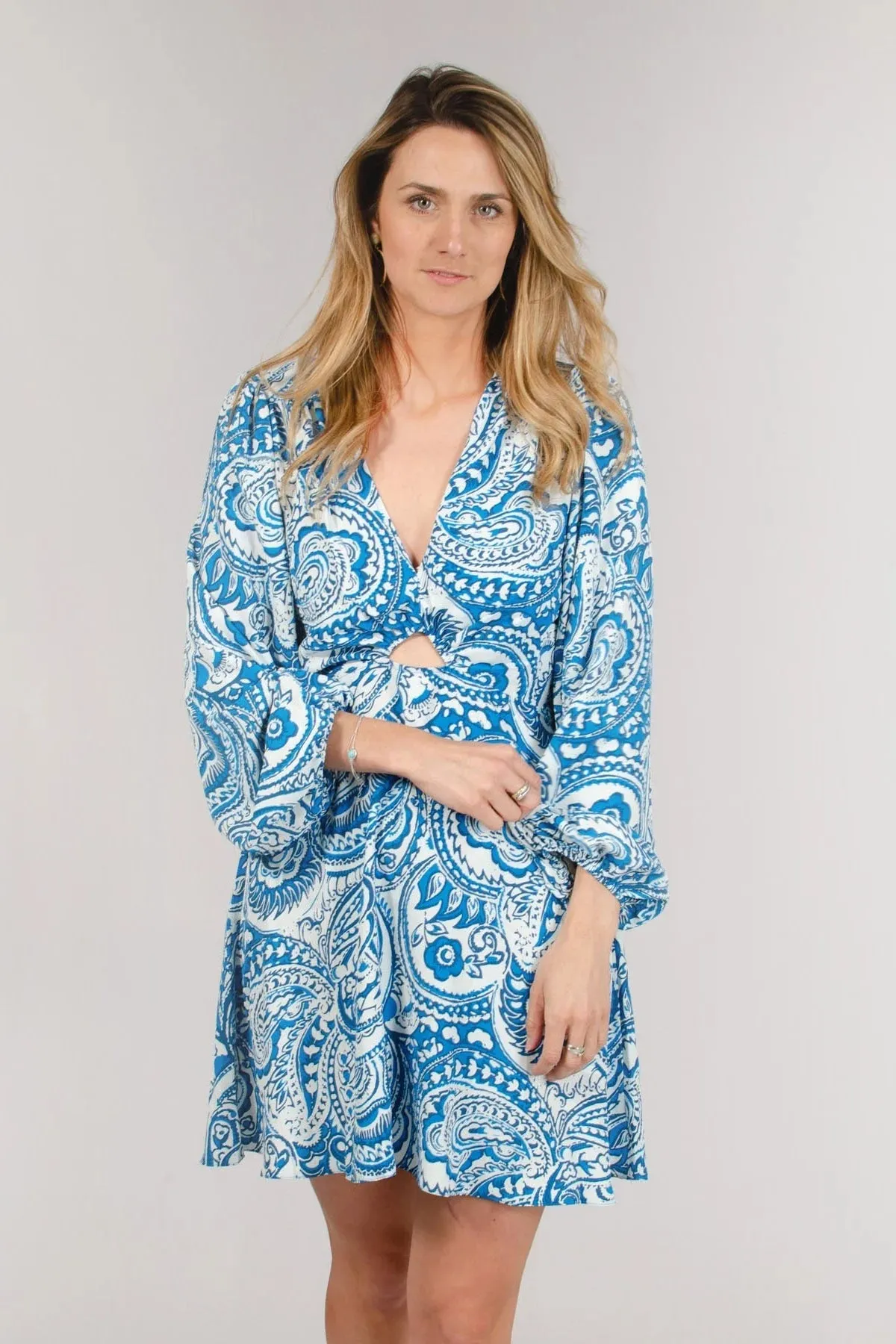 Blue Paisley Skater Dress Walk Grace