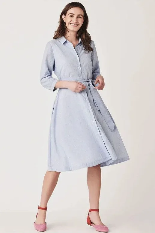 Blue Stripe 'Helene' Shirt Dress Soft and Chic