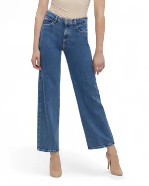 Comfort Wear Blue Wide Leg Denim Jeans in Mid Wash