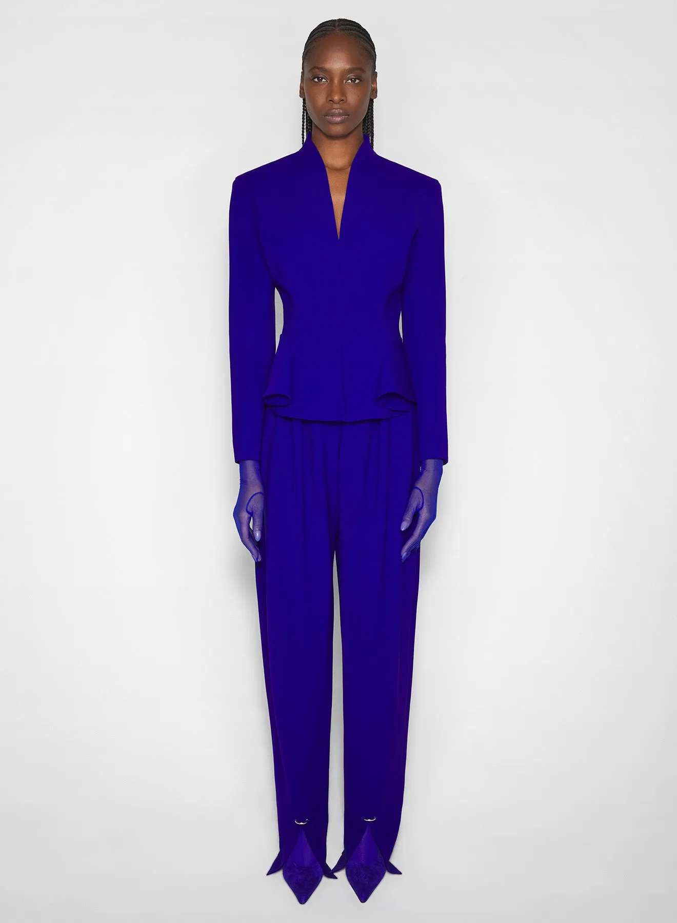 Crisp Design Day-to-Day Wear blue pierced loose tailored trousers