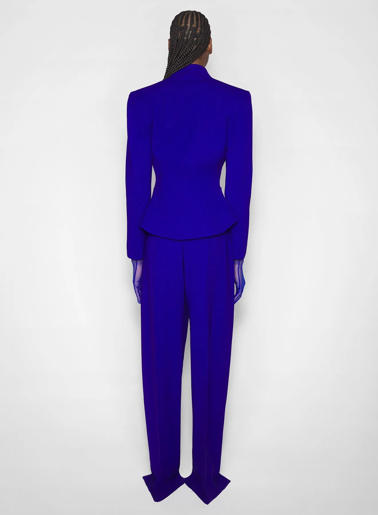 blue pierced loose tailored trousers Breathable Waist