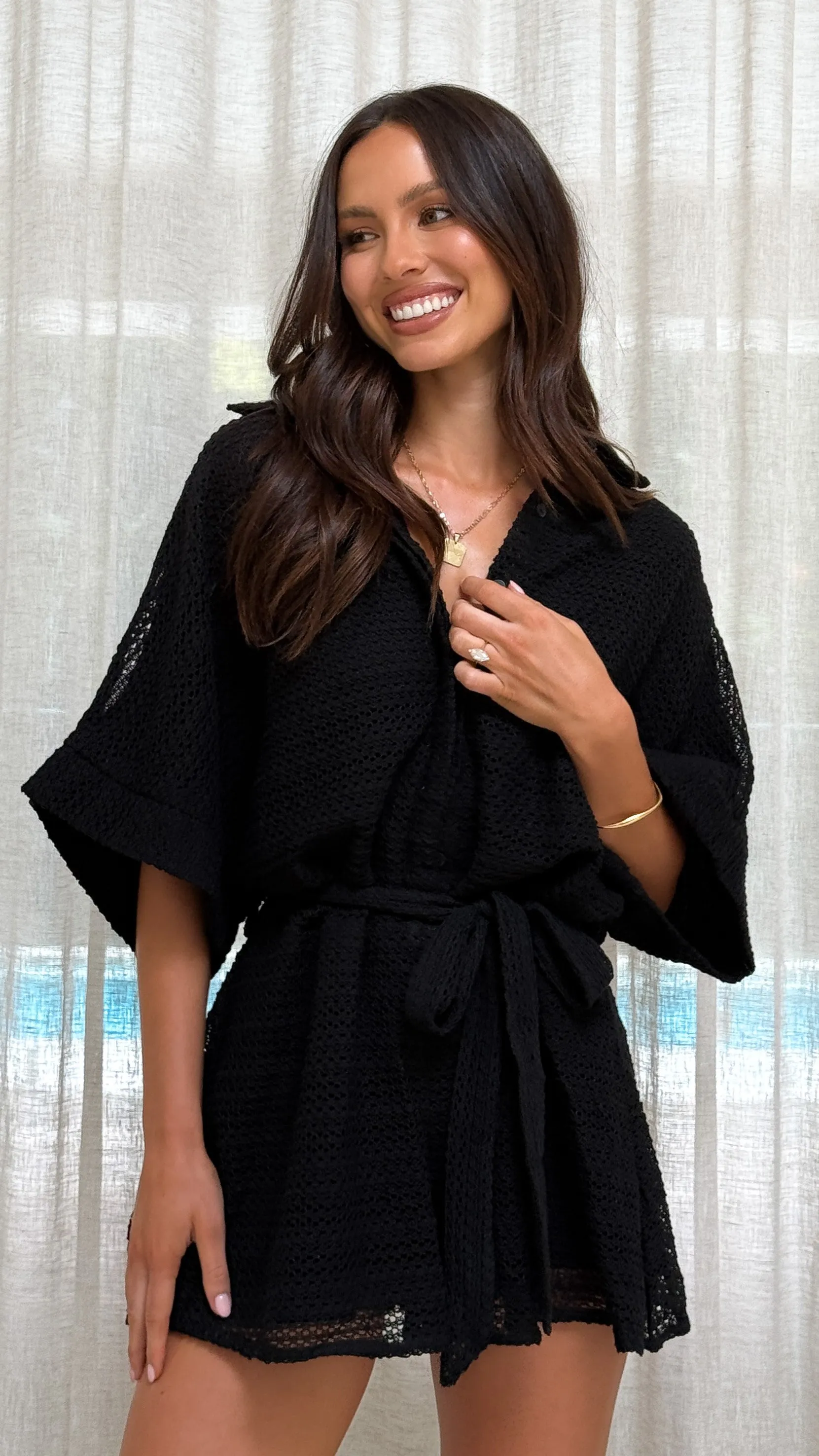 Carmen Playsuit - Black Flexible Outerwear MoistureControl Lining