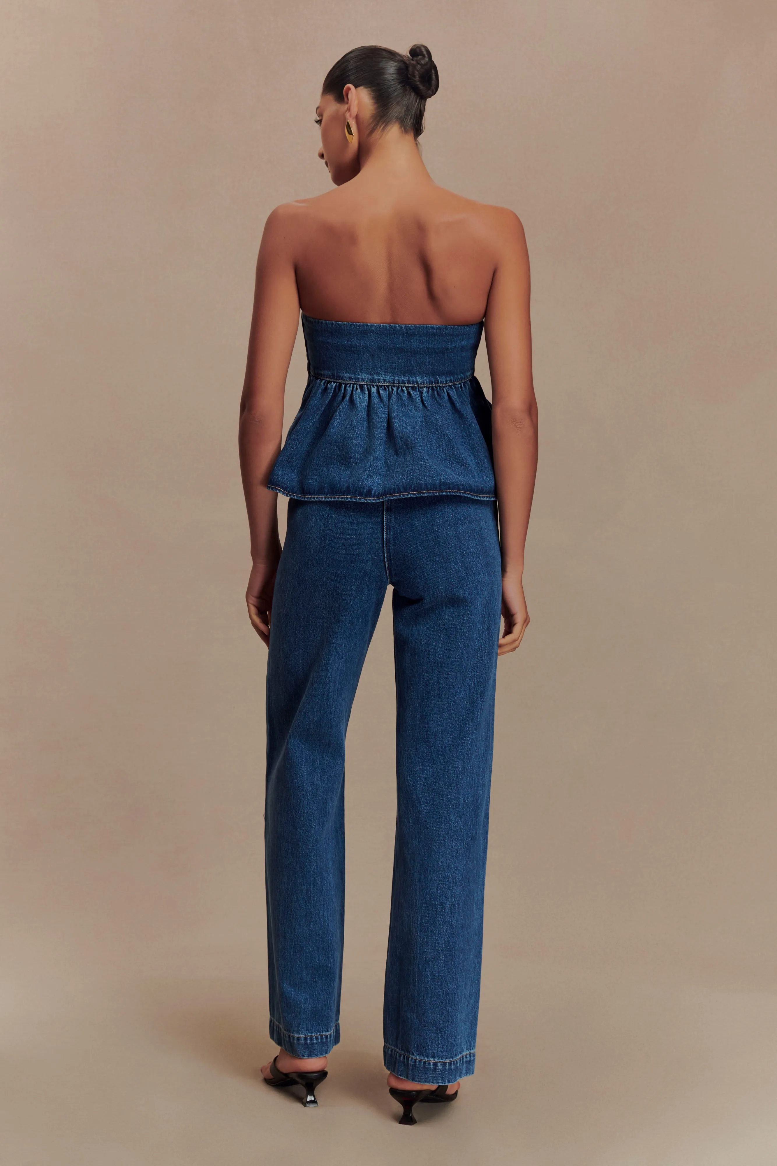 Rayne Wide Leg Denim Jeans - 90'S Blue Sleek Fit