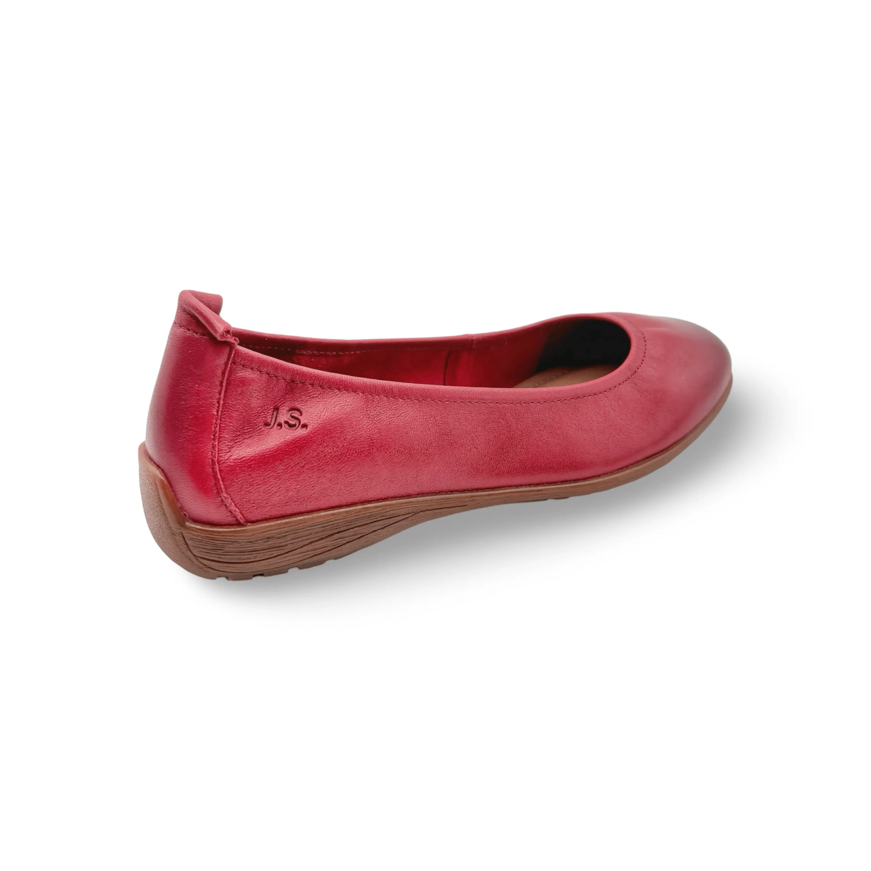 Shine Silver Fenja Red Leather Flat