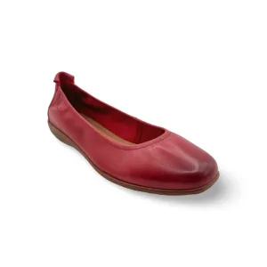 Fenja Red Leather Flat Year long Arch Support Health Focused