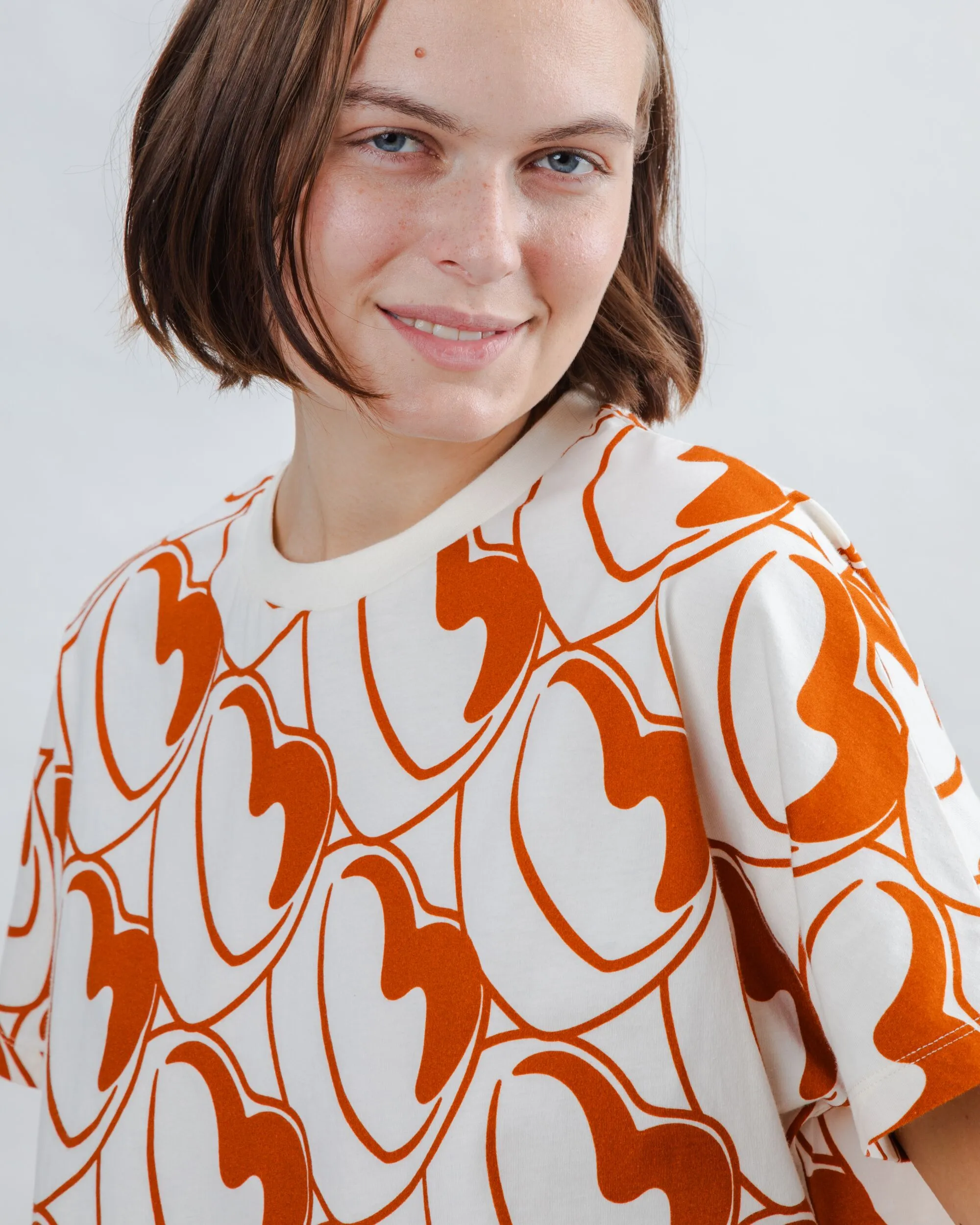 Bombon Allover Oversize Tee Brown Comfy Waistband Comfy Performance Wear