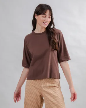Classic and Comfy Bombon Label Squared Tee Brown