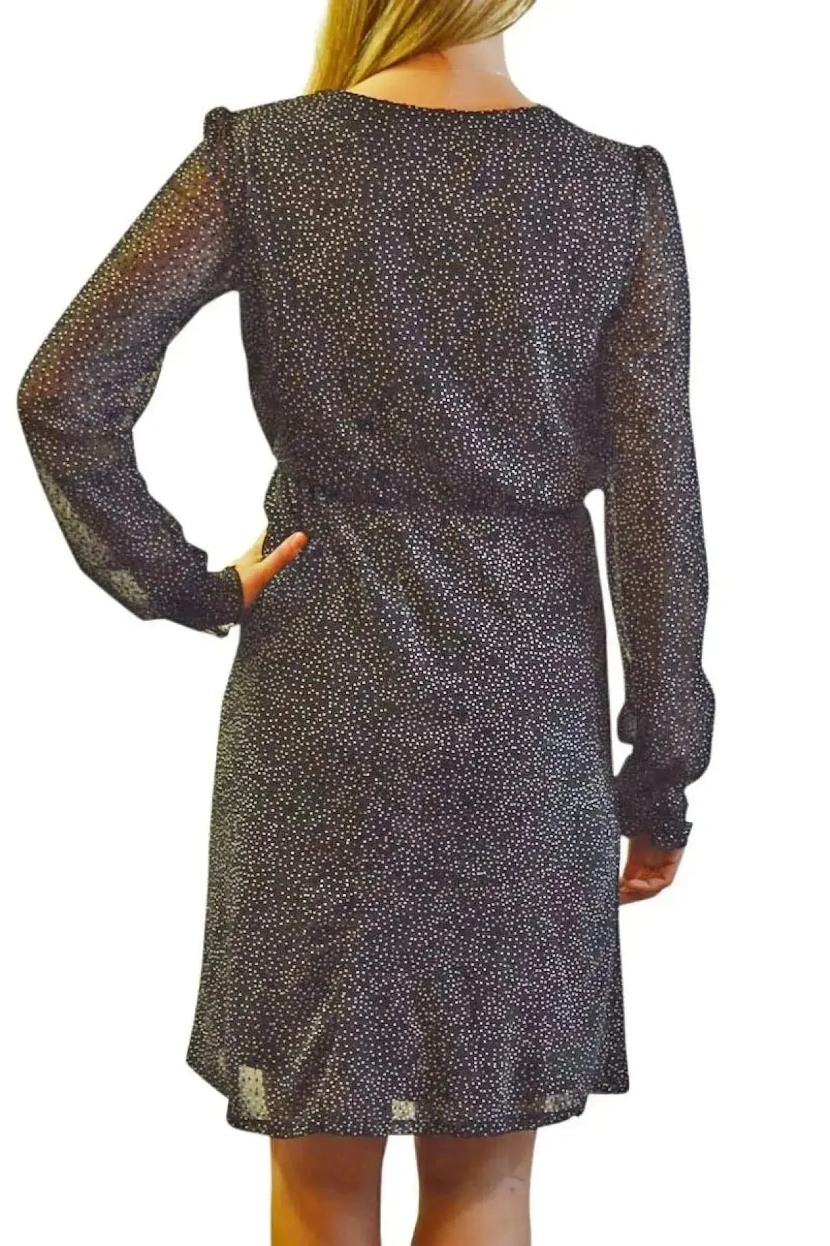 Elegant Finish Cozy Mood Chiffon Spot Wrap Dress