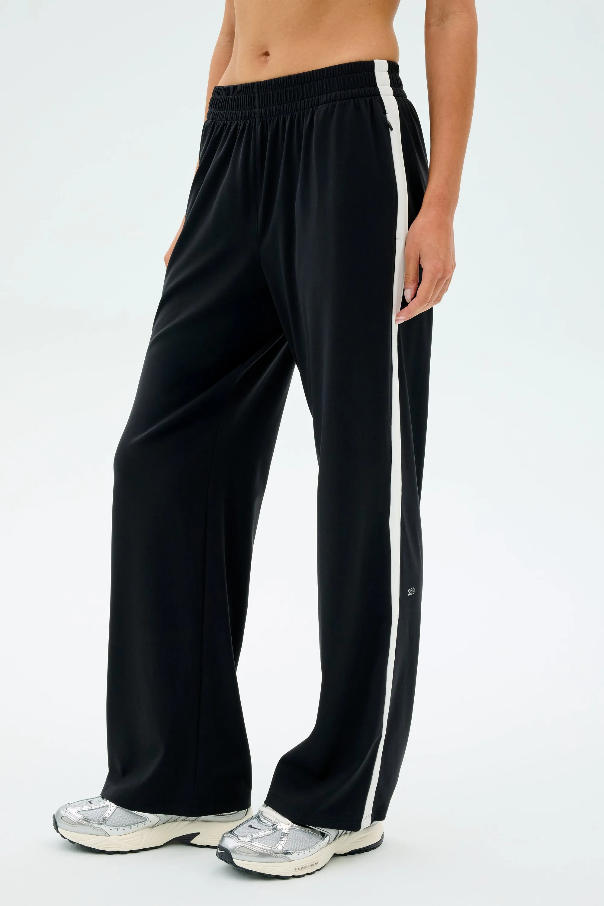 Maxie Rigor Track Pant - Black/White TaperedLeg