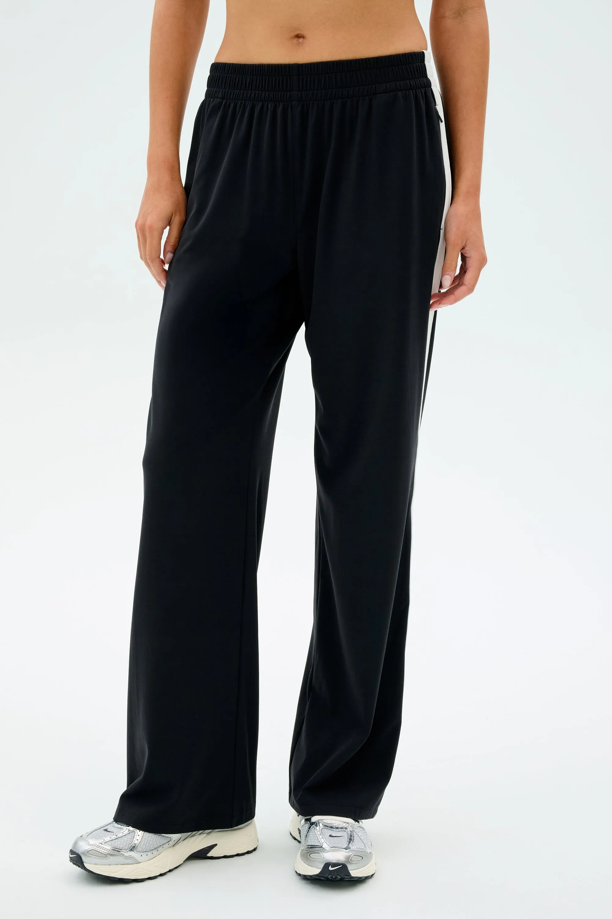 Maxie Rigor Track Pant - Black/White Office Friendly Lightweight Material