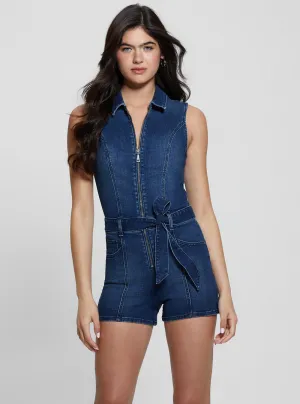 African Bold FourWayStretchClothing Blue Denim Kimora Jumpsuit
