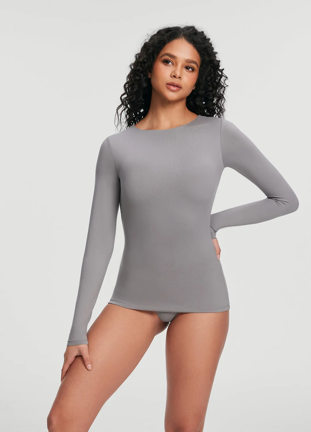 Versatile Fashion Minimalist purity Crew Neck Long Sleeve Top