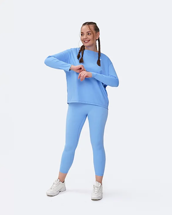 Bubble Blue Long Sleeve Light Style Trend Relaxing Day