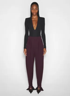 burgundy pierced loose tailored trousers Anti Slip Waistband