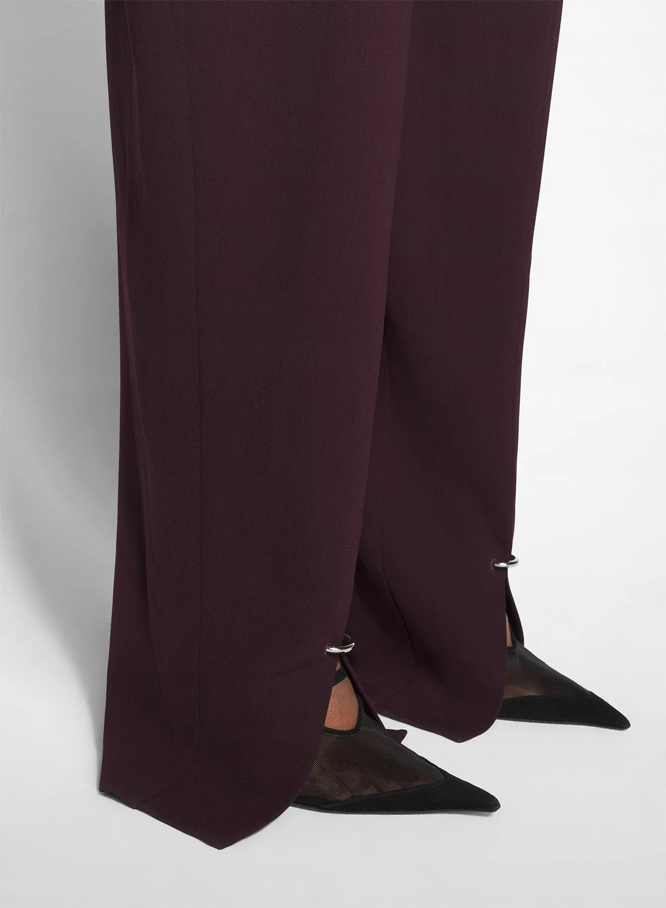 Casual Comfort Layers burgundy pierced loose tailored trousers