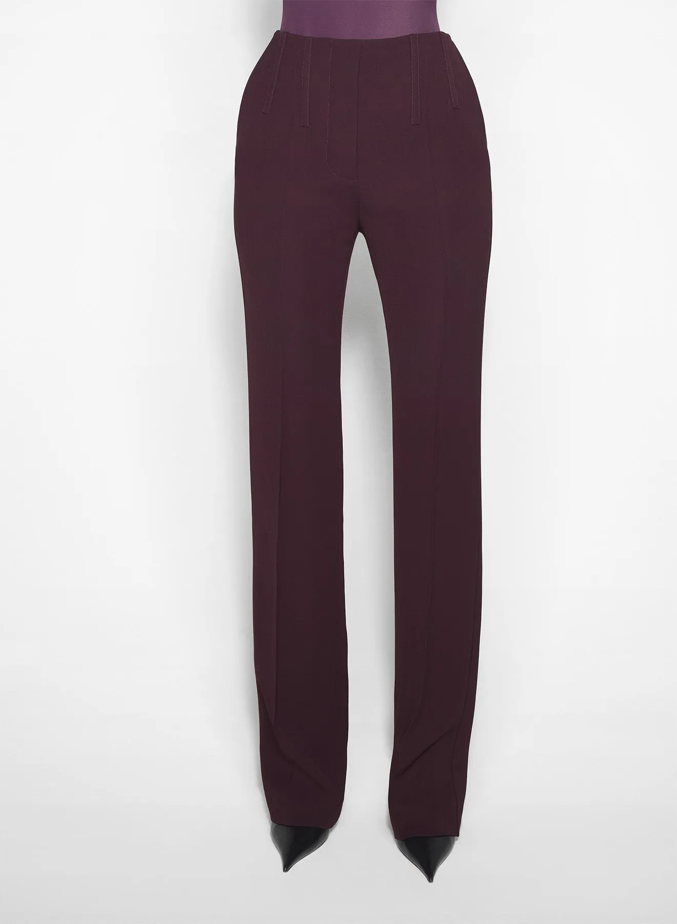 Breathable Waist burgundy straight boned pants