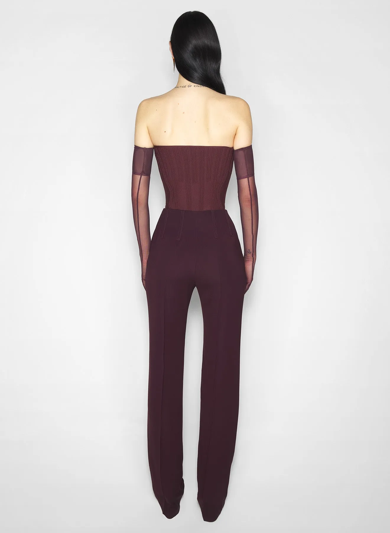 burgundy straight boned pants Cozy Waist