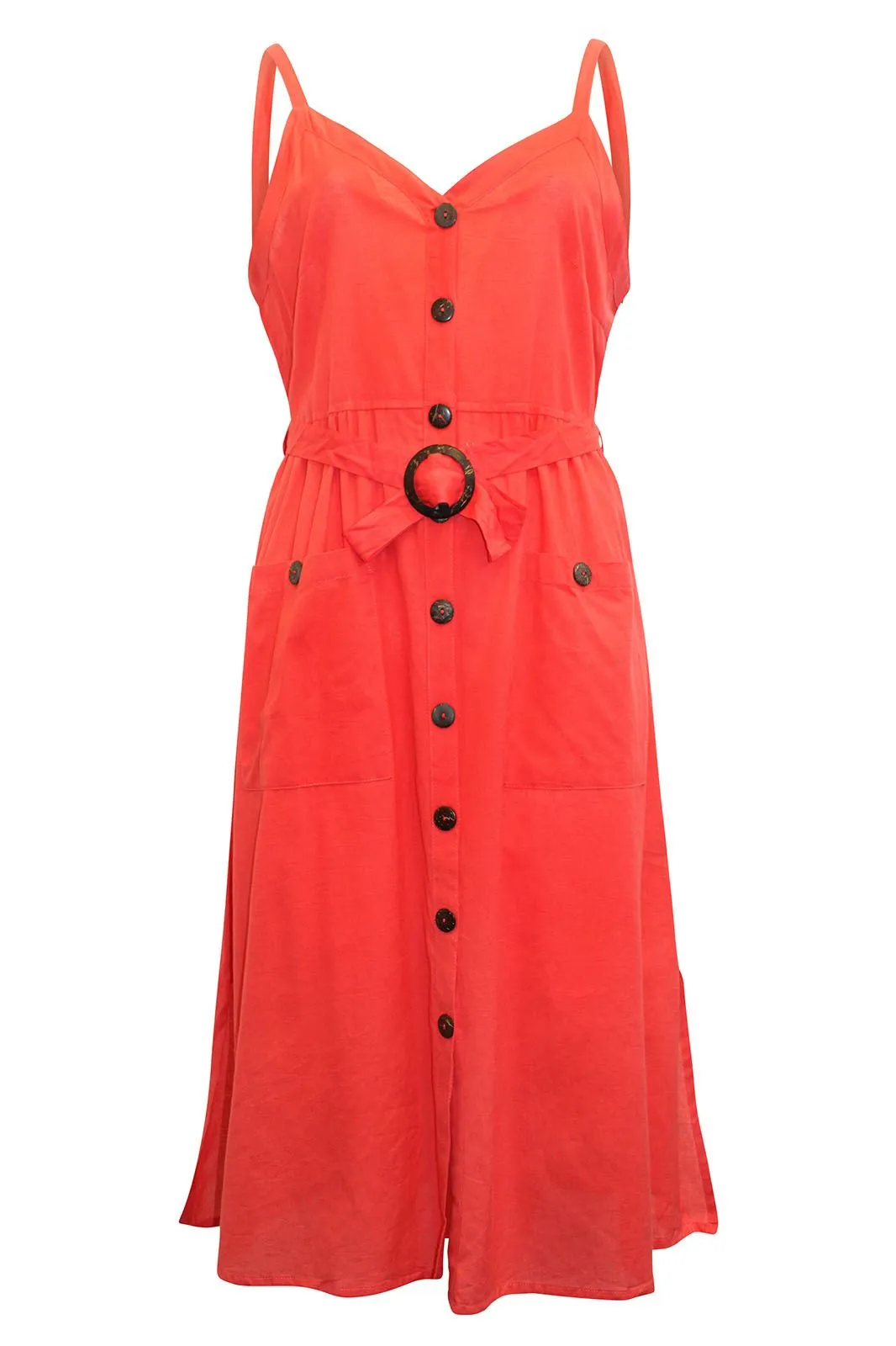 Classic Layer Button Through Belted Maxi Dress