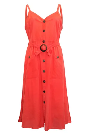 Classic Layer Button Through Belted Maxi Dress