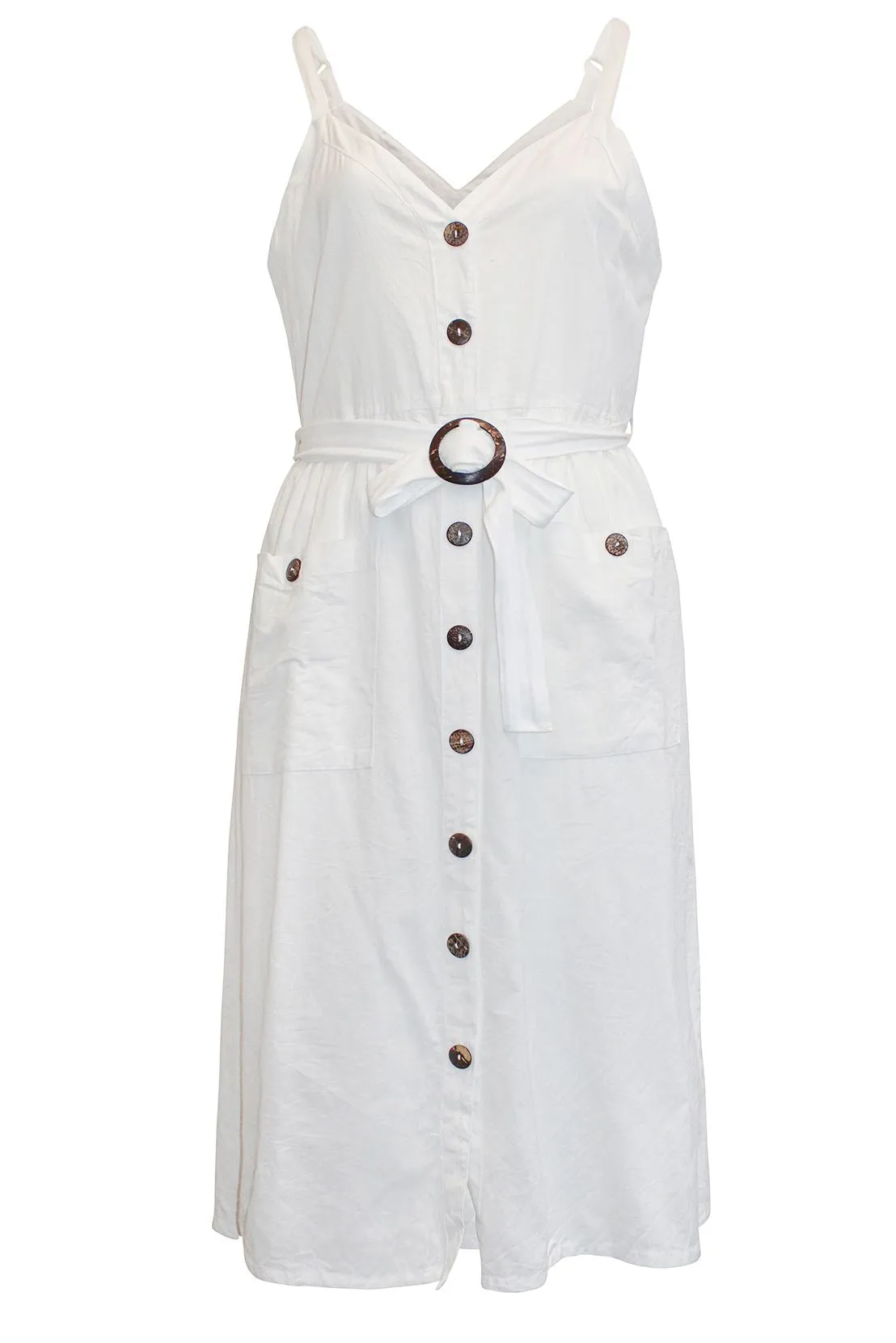 Button Through Belted Maxi Dress Body Fit