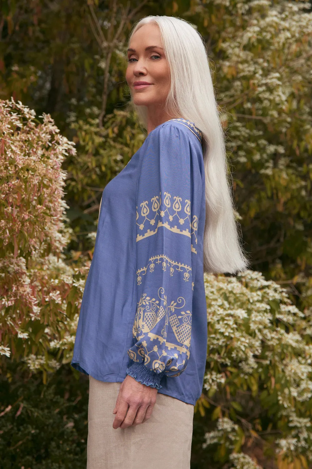 Indoor Comfort Cairo Boho Blouse in Breeze