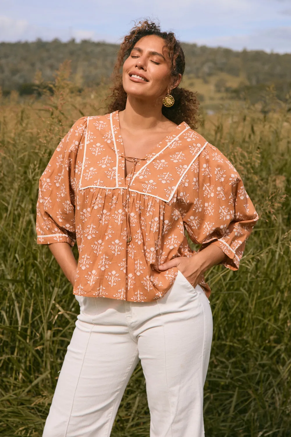 Cairo Boho Blouse in Millefiori Urban Trend Soft and Stretchy