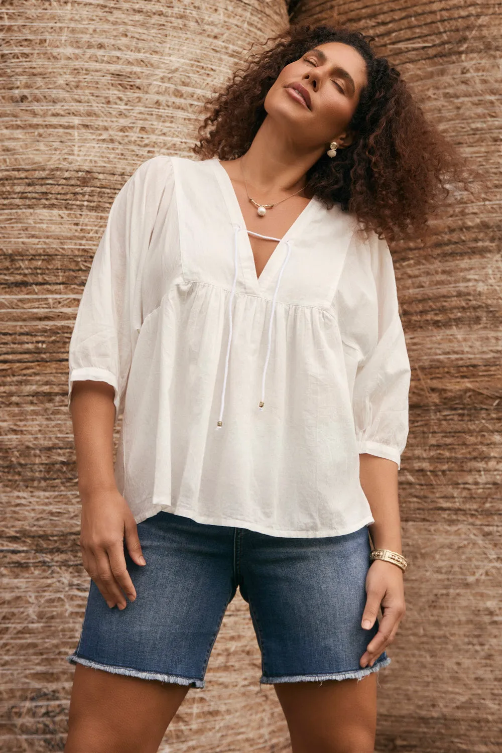 Smooth Finish Cairo Boho Blouse in White
