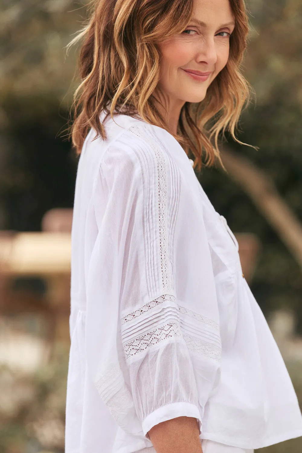 Bold Look Lightweight Shirt Cairo Boho Blouse in Windsong