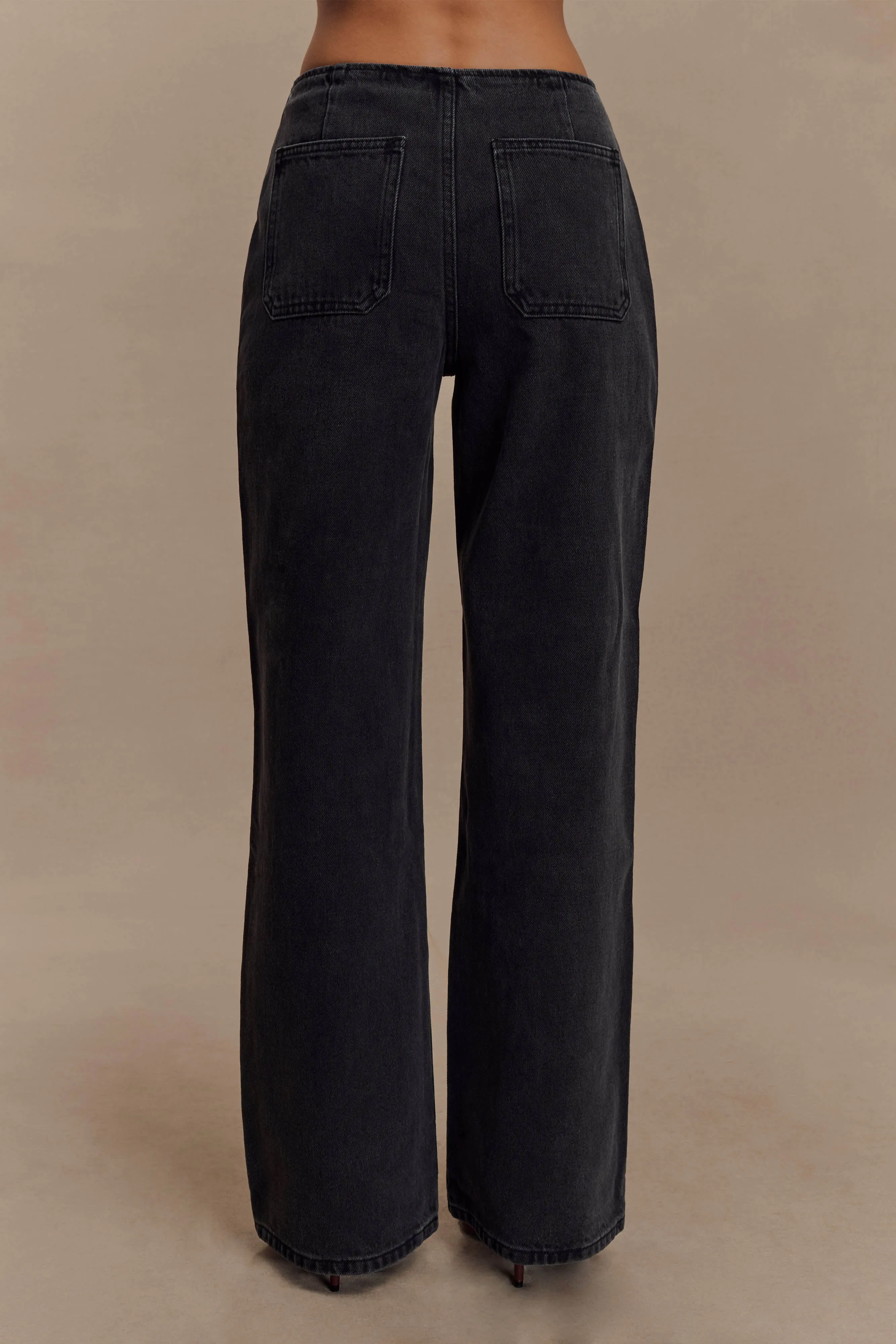 Caitlin Mid Rise Denim Jeans - Washed Black Always Ready