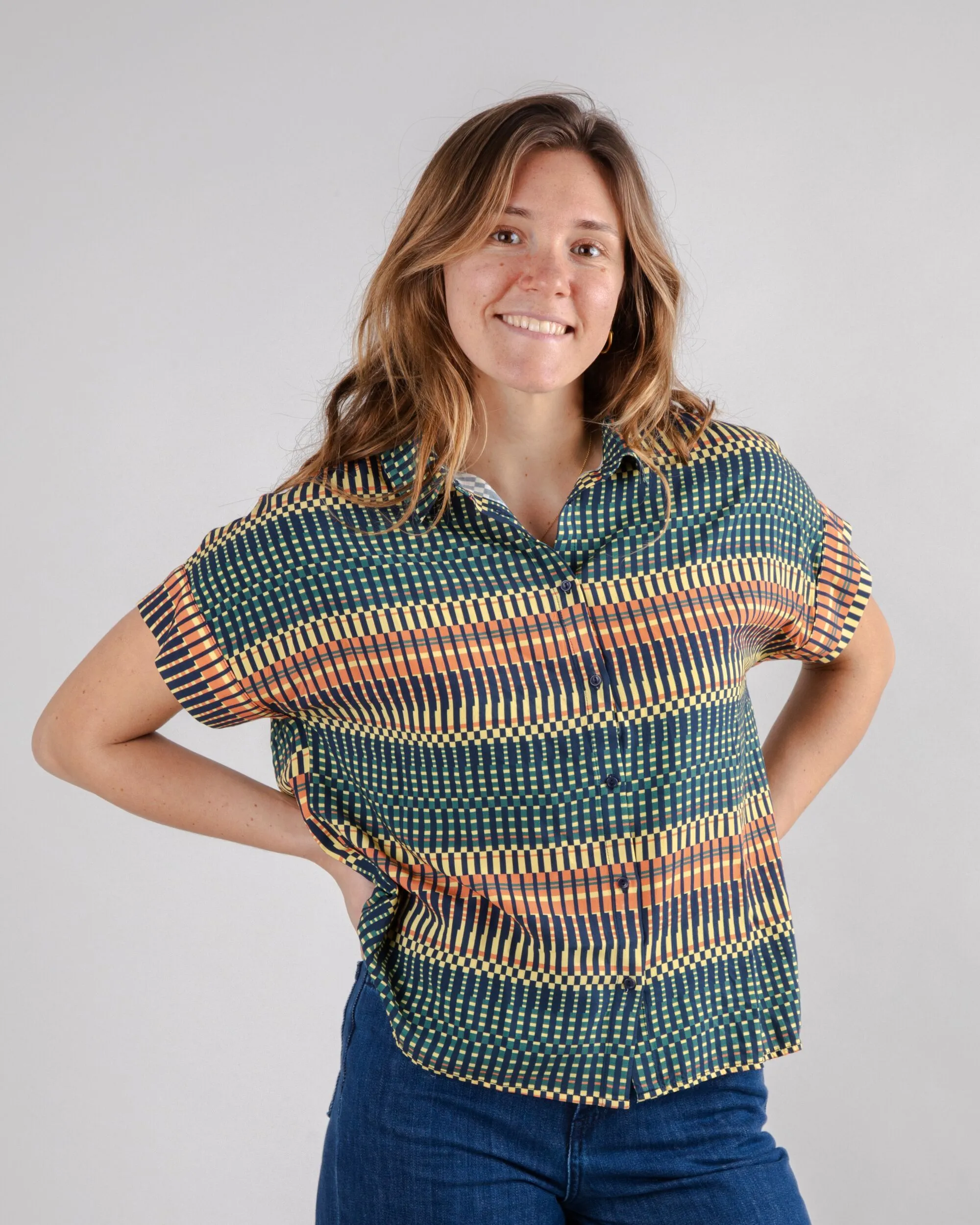 Calella Batwing Sleeve Blouse Navy Lightweight Fabric FadeResistant