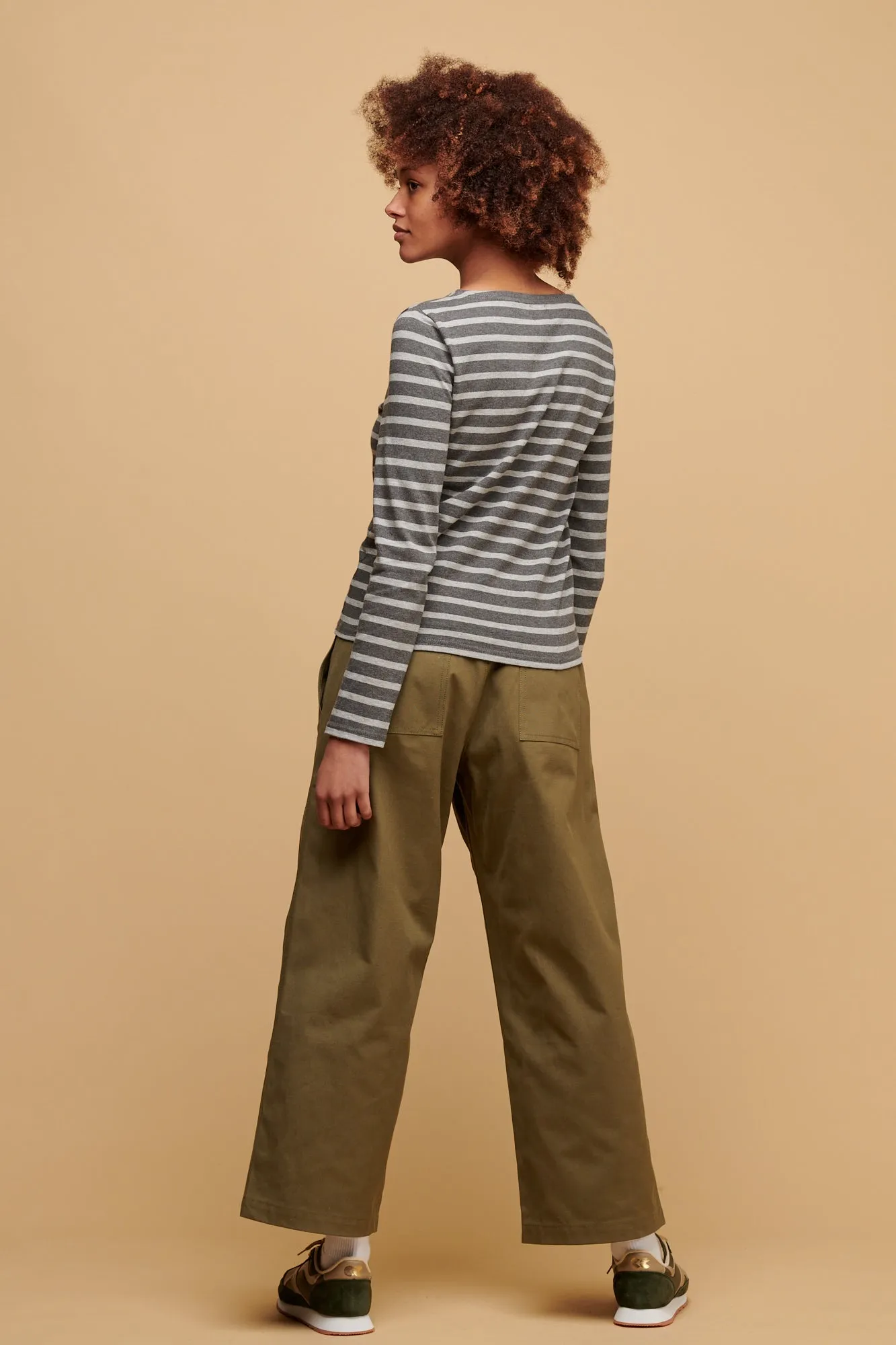 Soft Support Camerawoman Drawstring Tapered Cotton Canvas Trousers - Olive