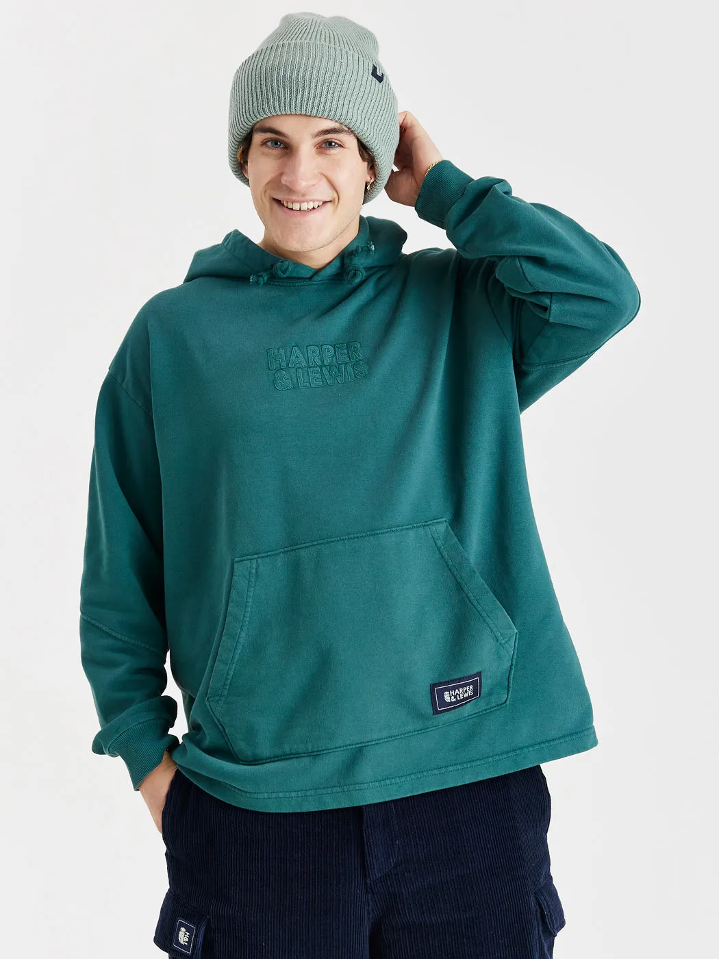 Camille Oversized Hoodie Dark Green Lightweight Wear pearl accents