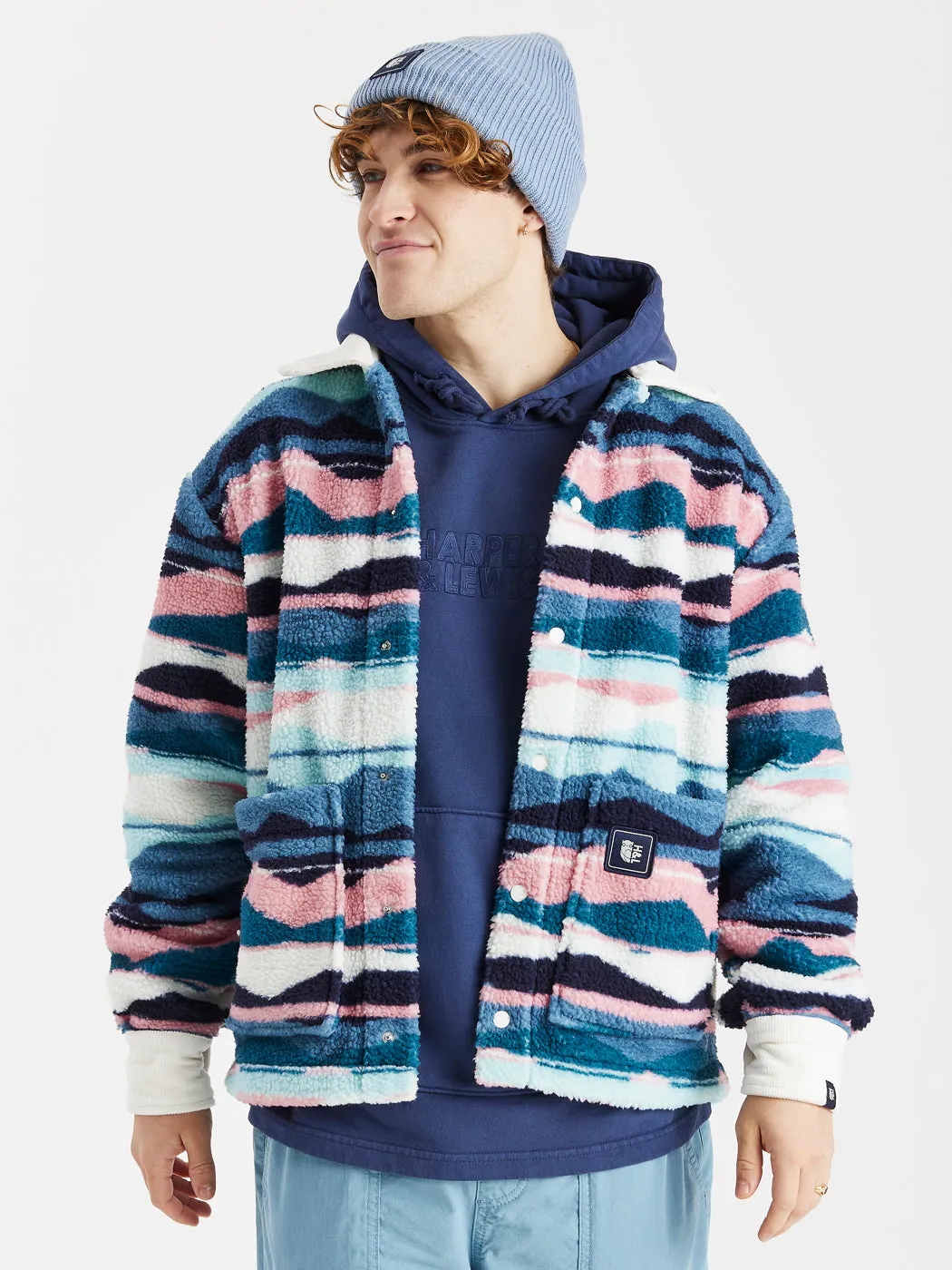 Camille Oversized Hoodie Navy Plaid Design