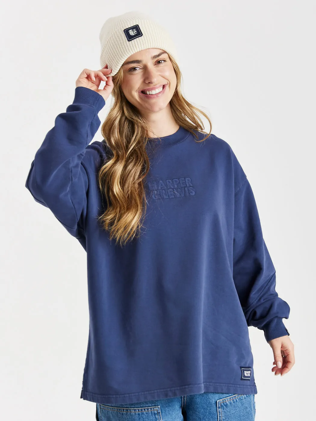 Camille Oversized Sweater Navy Layer Chic product handmade uniqueness