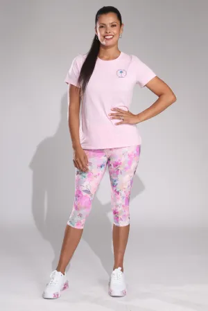 Sport Layer Tough Build Capri Leggings | Peach Seascape Floral | 0801B1