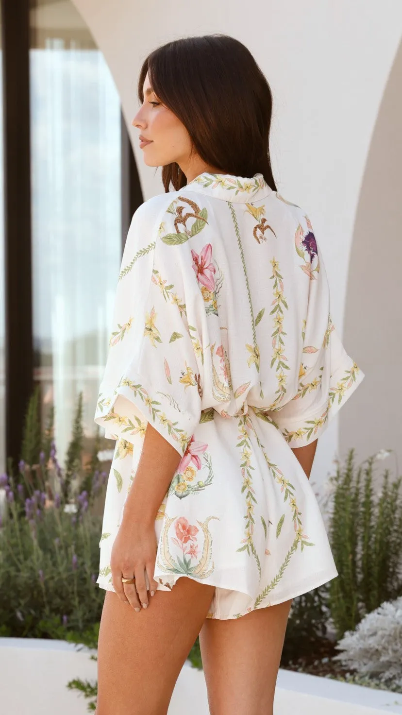 Vintage Style Weekend Style Carmen Playsuit - Flower Print