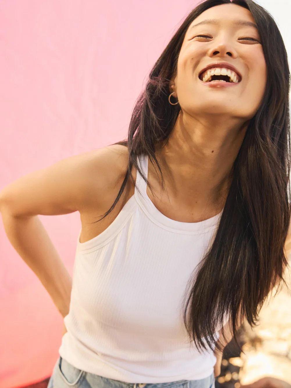 Ribbed Halter Tank Top Elastic Fit