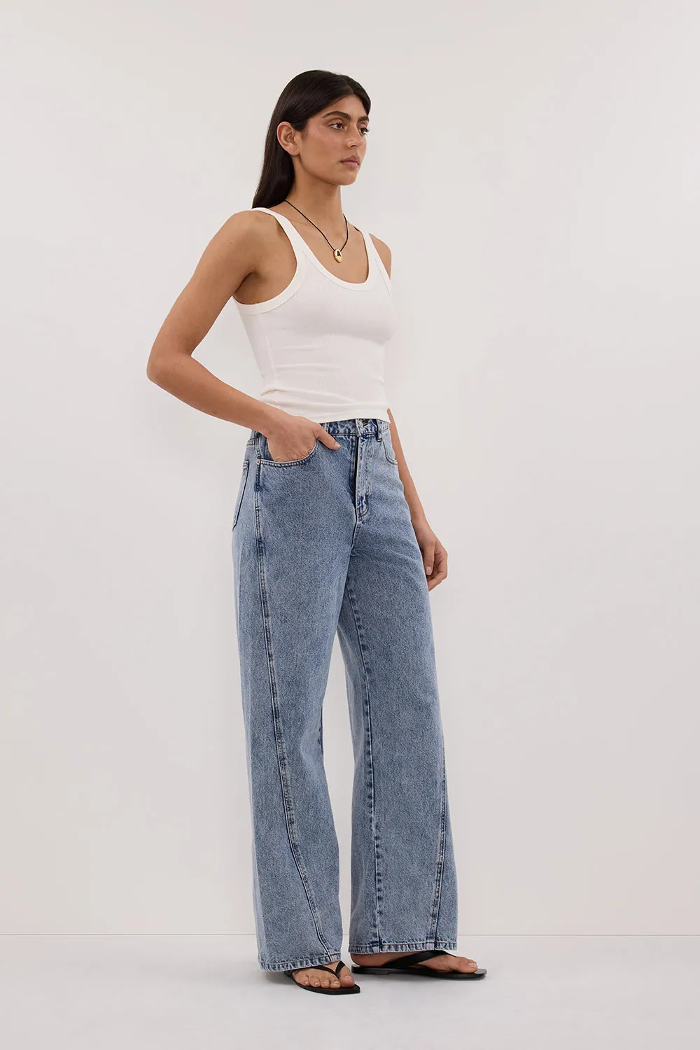 Loose Smooth Shopping Day CARSON MID BLUE WIDE LEG JEAN