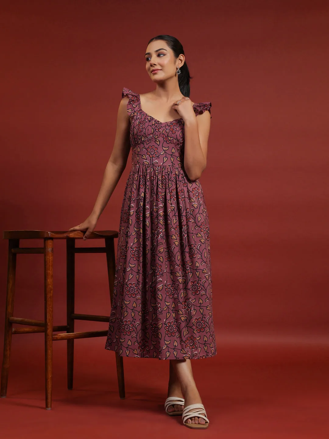 Texture Style Trend Focused Women's Printed Fit and Flare Dress